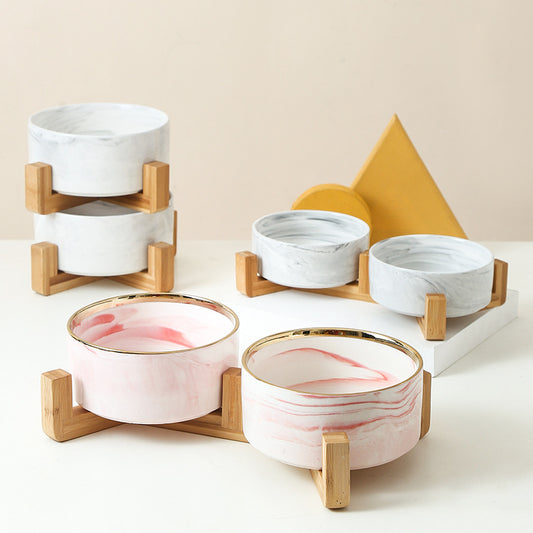 7186 Marble Marvel Pet Bowl: Where Elegance Meets Whisker Comfort!