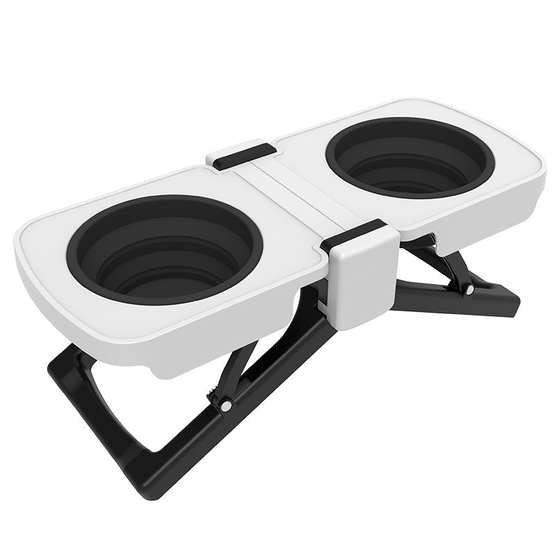 7347 Elevated Foldable Dog Travel Bowl – Double Collapsible Feeding Set for Camping & Large Dogs