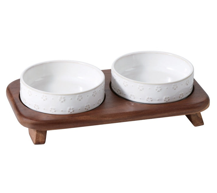 7345 Vintage Snowflake Embossed Ceramic Pet Bowl