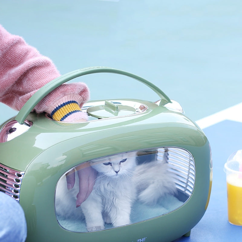 9201 Retro Radio-Styled Pet Carrier Backpack for Cats - Spacious, Ventilated, and Stylish
