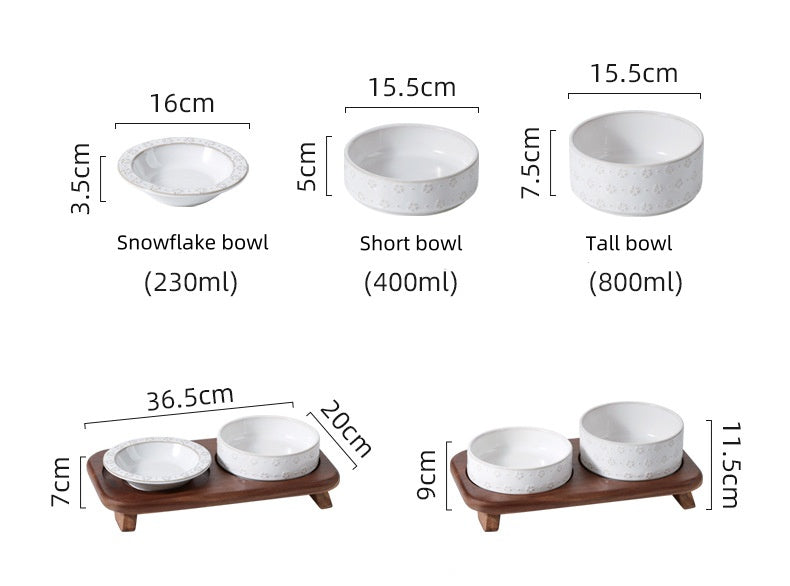 7345 Vintage Snowflake Embossed Ceramic Pet Bowl
