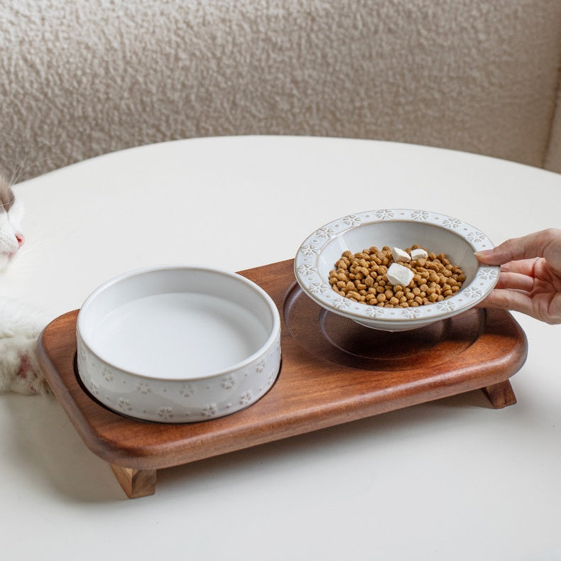 7345 Vintage Snowflake Embossed Ceramic Pet Bowl