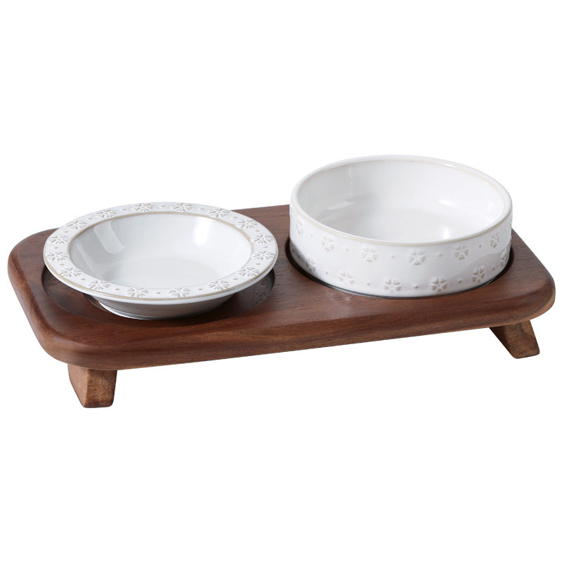 7345 Vintage Snowflake Embossed Ceramic Pet Bowl