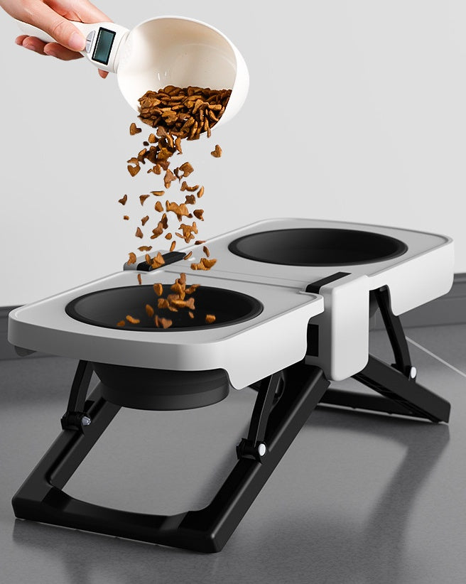 7347 Elevated Foldable Dog Travel Bowl – Double Collapsible Feeding Set for Camping & Large Dogs