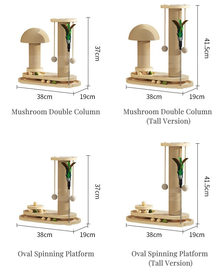 6262 Durable Wooden Cat Scratching Post with Spinning Toy