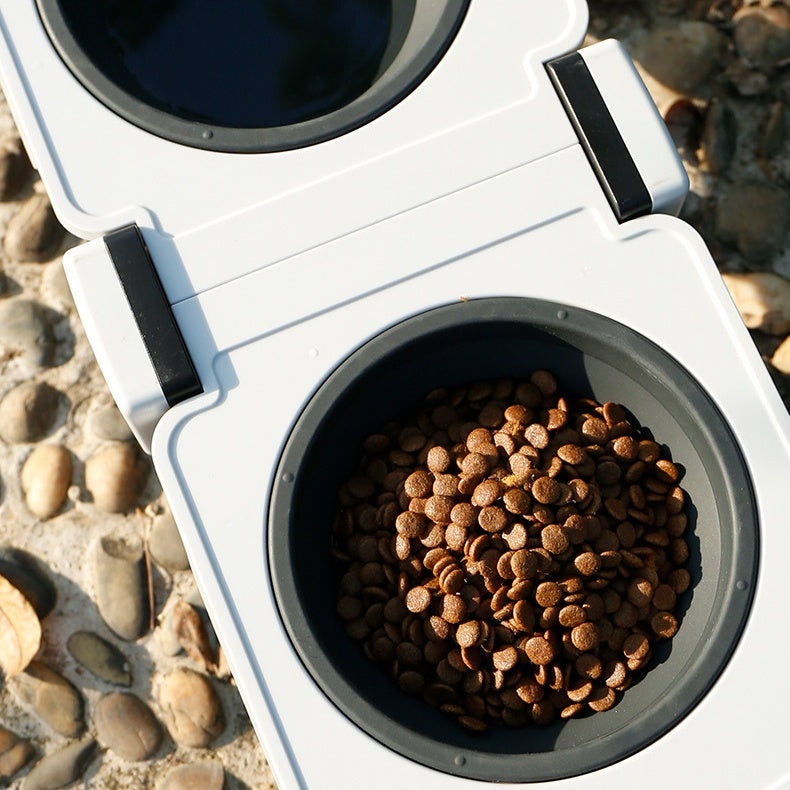 7347 Elevated Foldable Dog Travel Bowl – Double Collapsible Feeding Set for Camping & Large Dogs