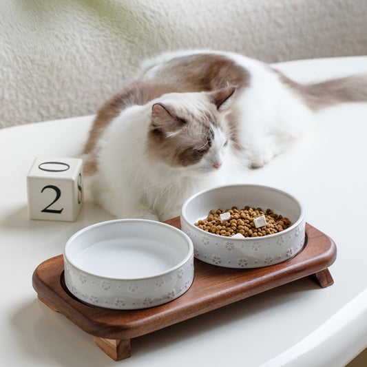 7345 Vintage Snowflake Embossed Ceramic Pet Bowl