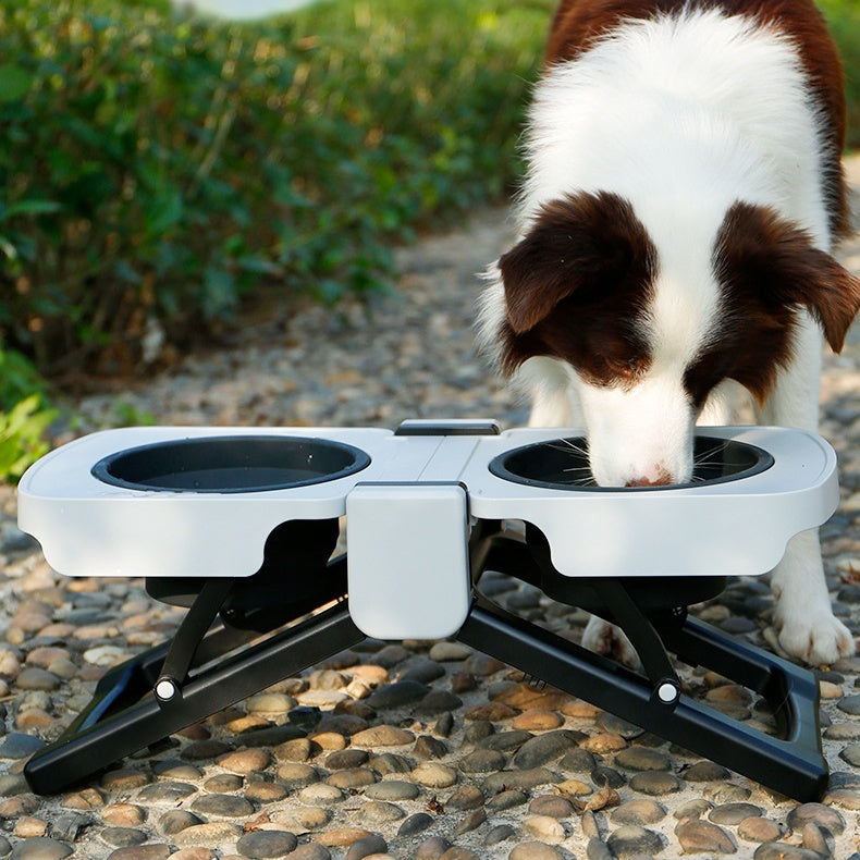7347 Elevated Foldable Dog Travel Bowl – Double Collapsible Feeding Set for Camping & Large Dogs