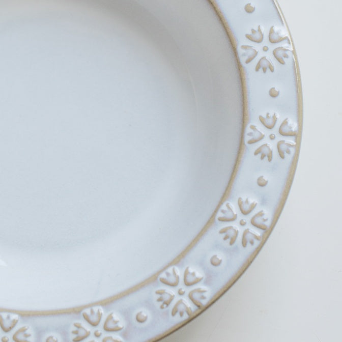 7345 Vintage Snowflake Embossed Ceramic Pet Bowl