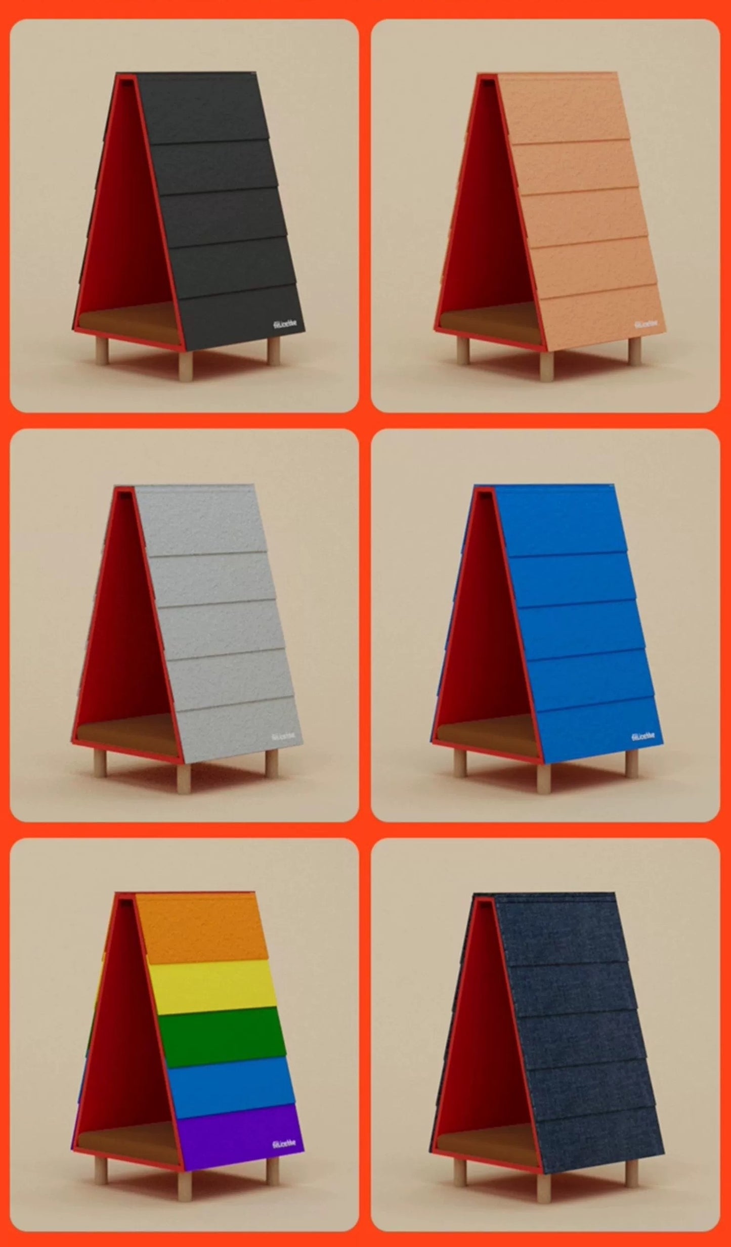 5206 Versatile Pet Haven: Colorful Artistic Wooden Abode for Cats & Dogs – With Swap-able Roo