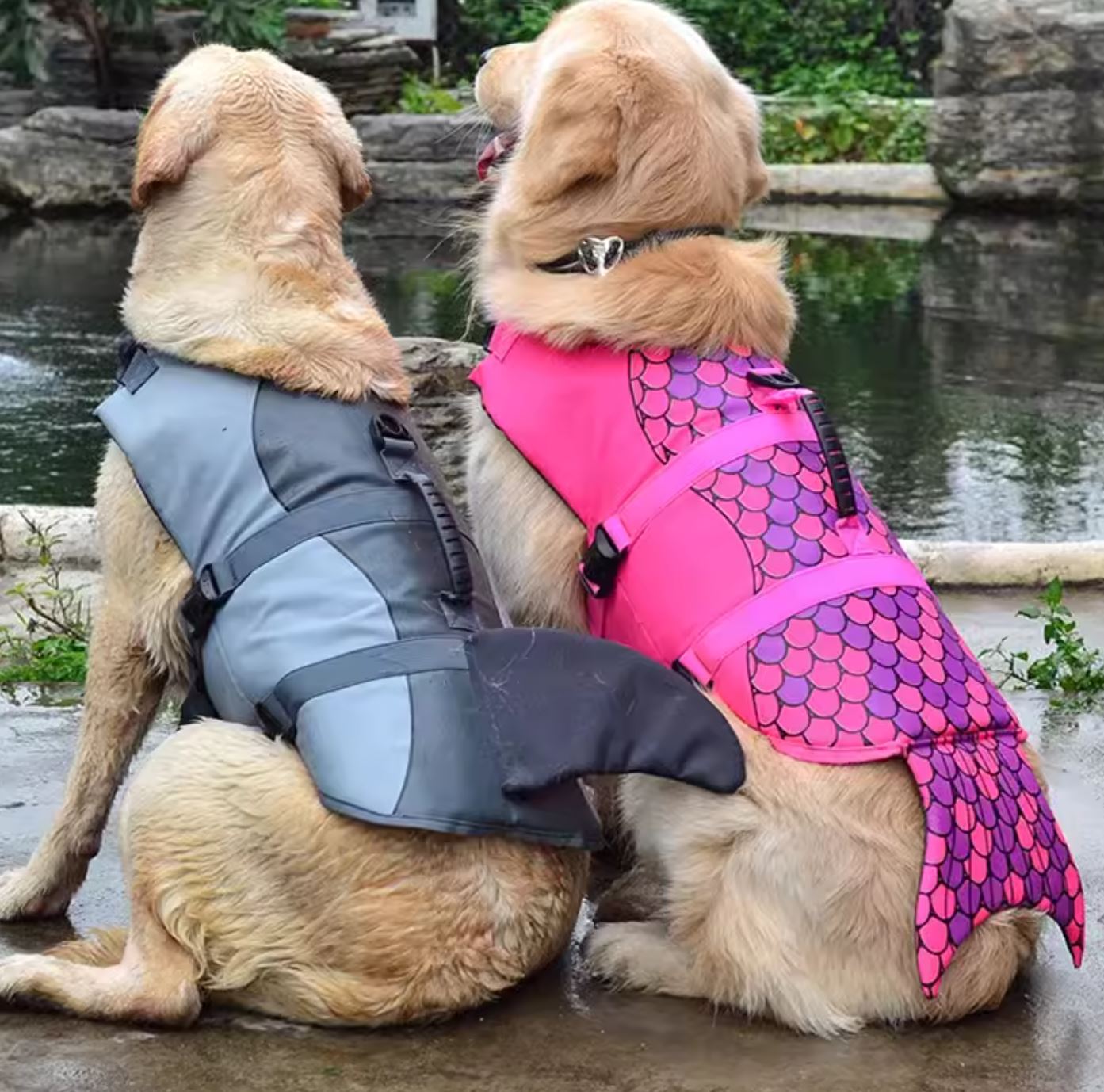 2268 Shark & Mermaid Dog Life Jackets - Safe and Stylish Pet Swimwear