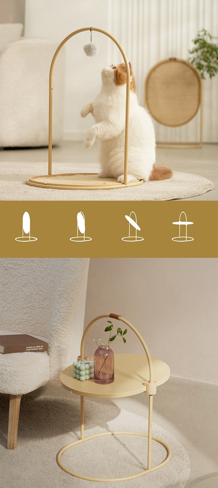 6298 Stylish Vertical Multi-Functional Sisal Cat Scratching Post – Elegant Design Meets Playful Fun