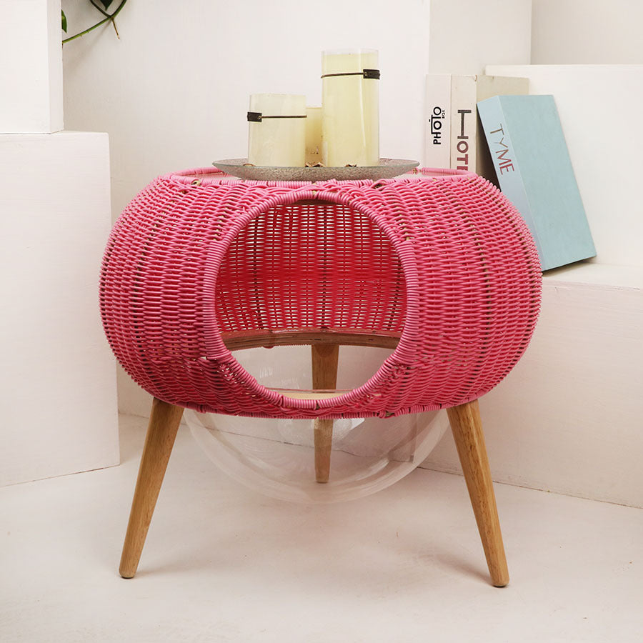 5231 Chic Woven UFO Cat Haven Side Table | Elevate Your Cat's Nap Game!
